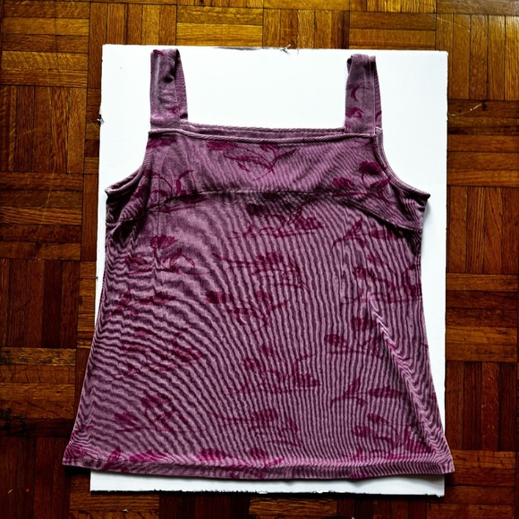 vintage 90s /80s square neck stretchy rose print top - Picture 2 of 8